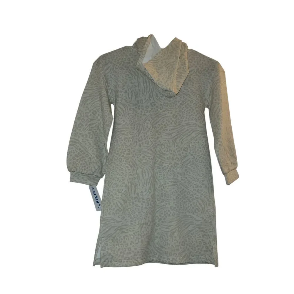 CARTERS KIDS LEOPARD Patterned Hoodie Dress SIZE 8 8/A